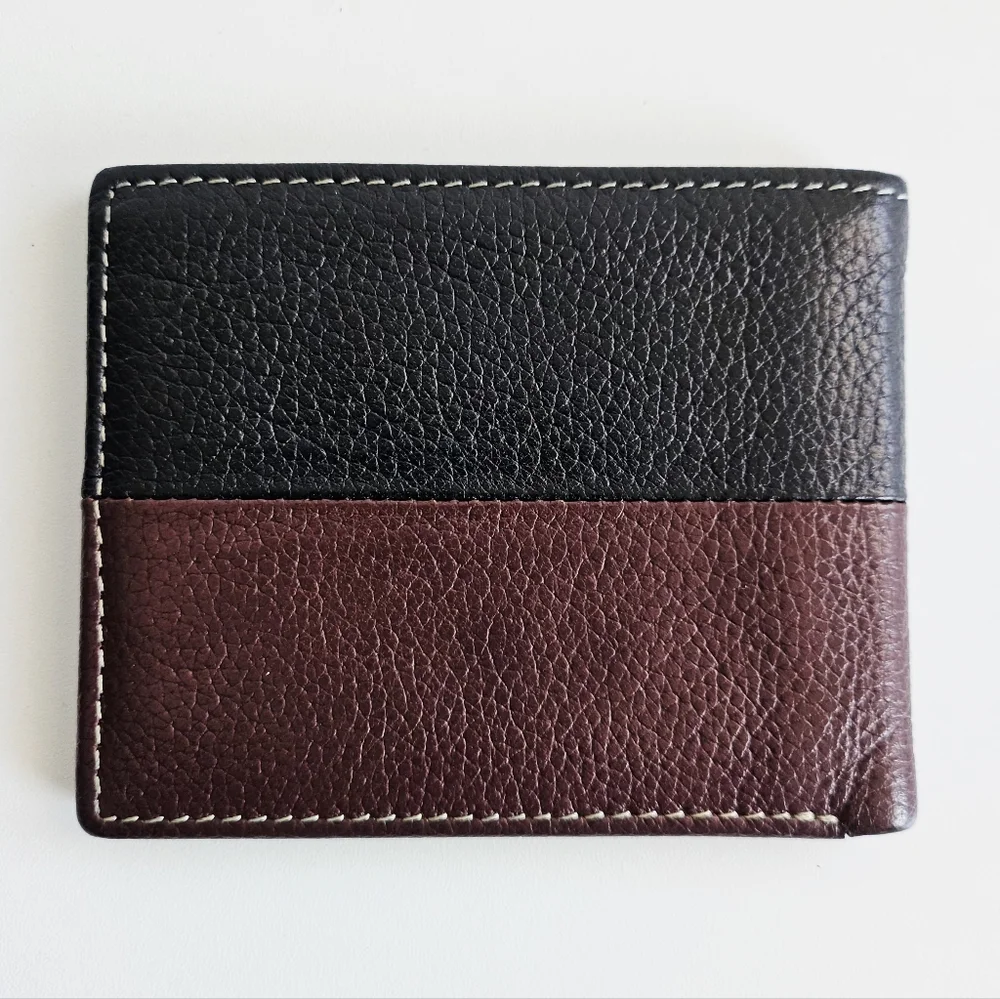 Timberland Black & Brown Mens Genuine Leather Bifold Wallet
